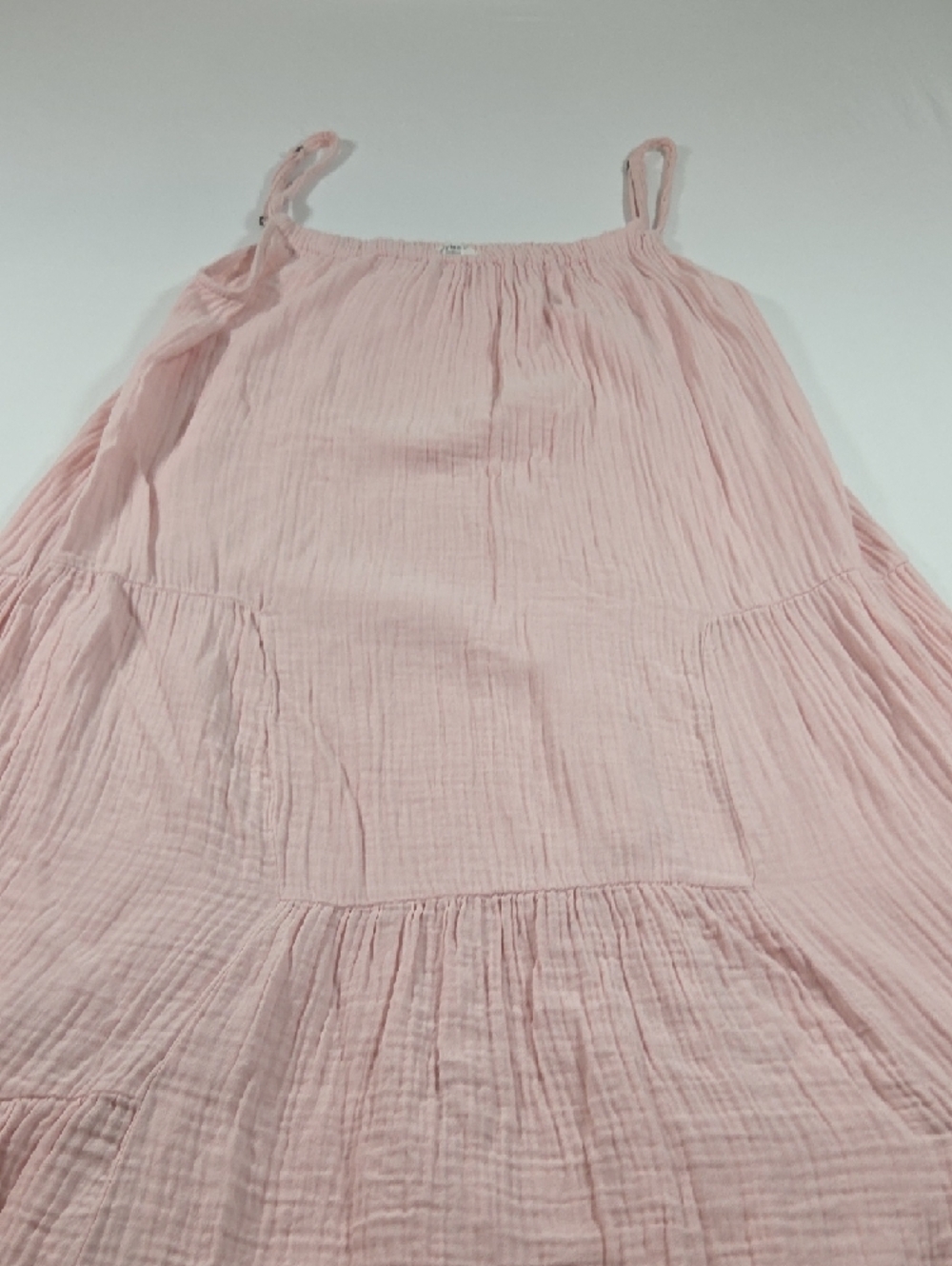 dylan Pale Pink Spaghetti-Strap Maxi Dress Summer Beach Crinkle Flowy Cotton - Picture 10 of 14